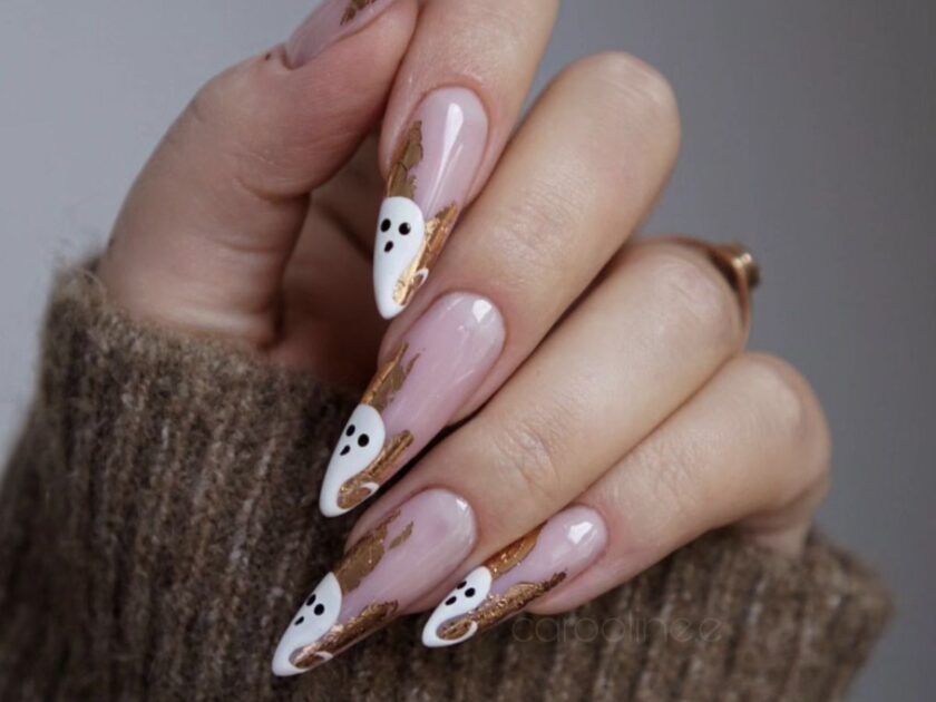 White Nails Tips for Ghostly Art Designs